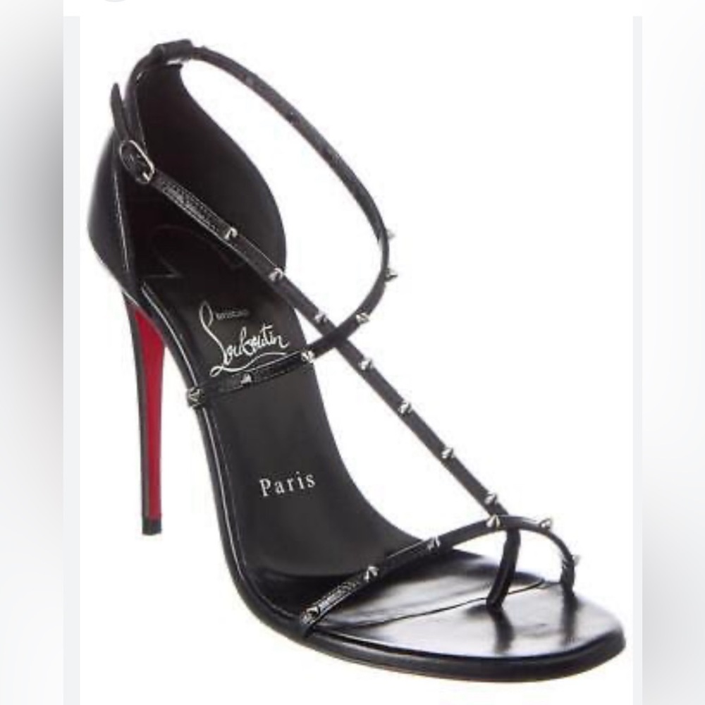 Christian Louboutin RIOJANA SPIKES 100 Strappy Studded Heels Sandals 37/5